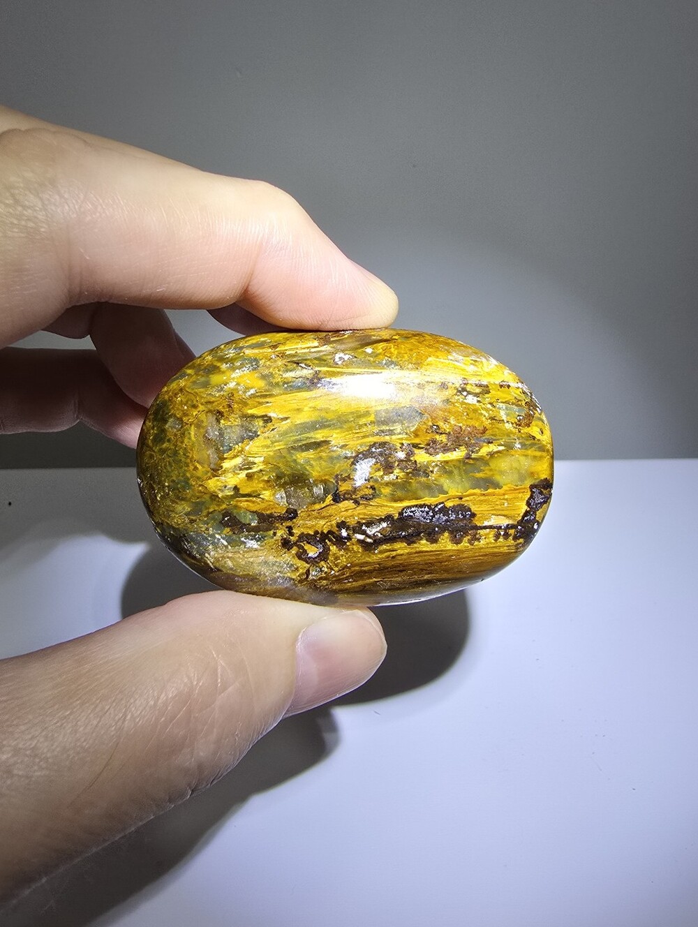 Nellite (aka Honey Pietersite) Crystal Palmstone